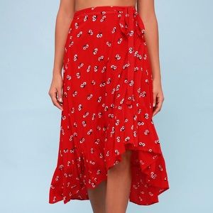 Lulus Red Wrap Skirt (Billabong brand)